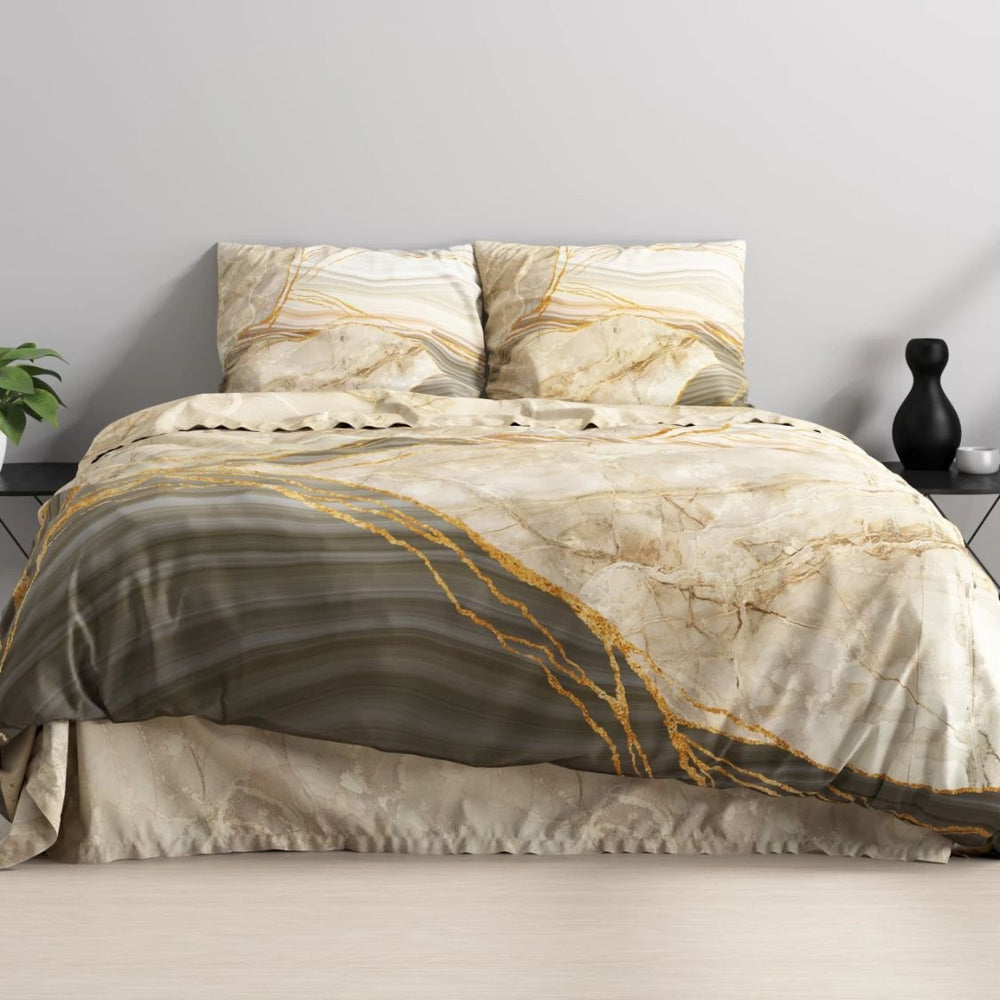 Sleeptime dekbedovertrek Botticino taupe - katoensatijn