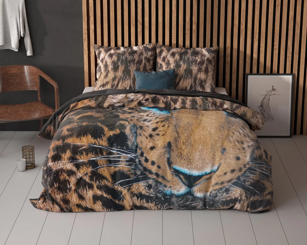 Sleeptime dekbedovertrek Cheetah - taupe - katoen - lits-jumeaux (240x220 + 2st 60x70cm)