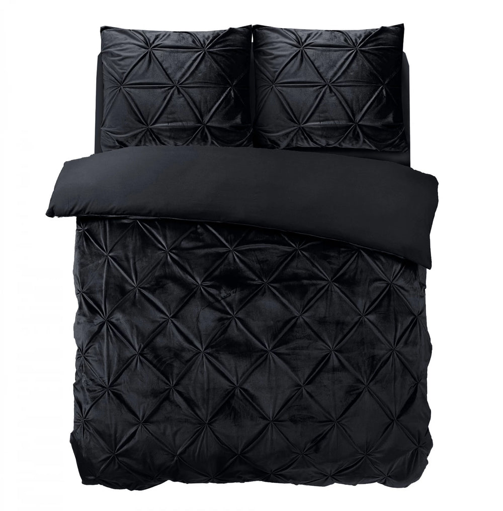 Sleeptime dekbedovertrek Pintuck - velvet - zwart