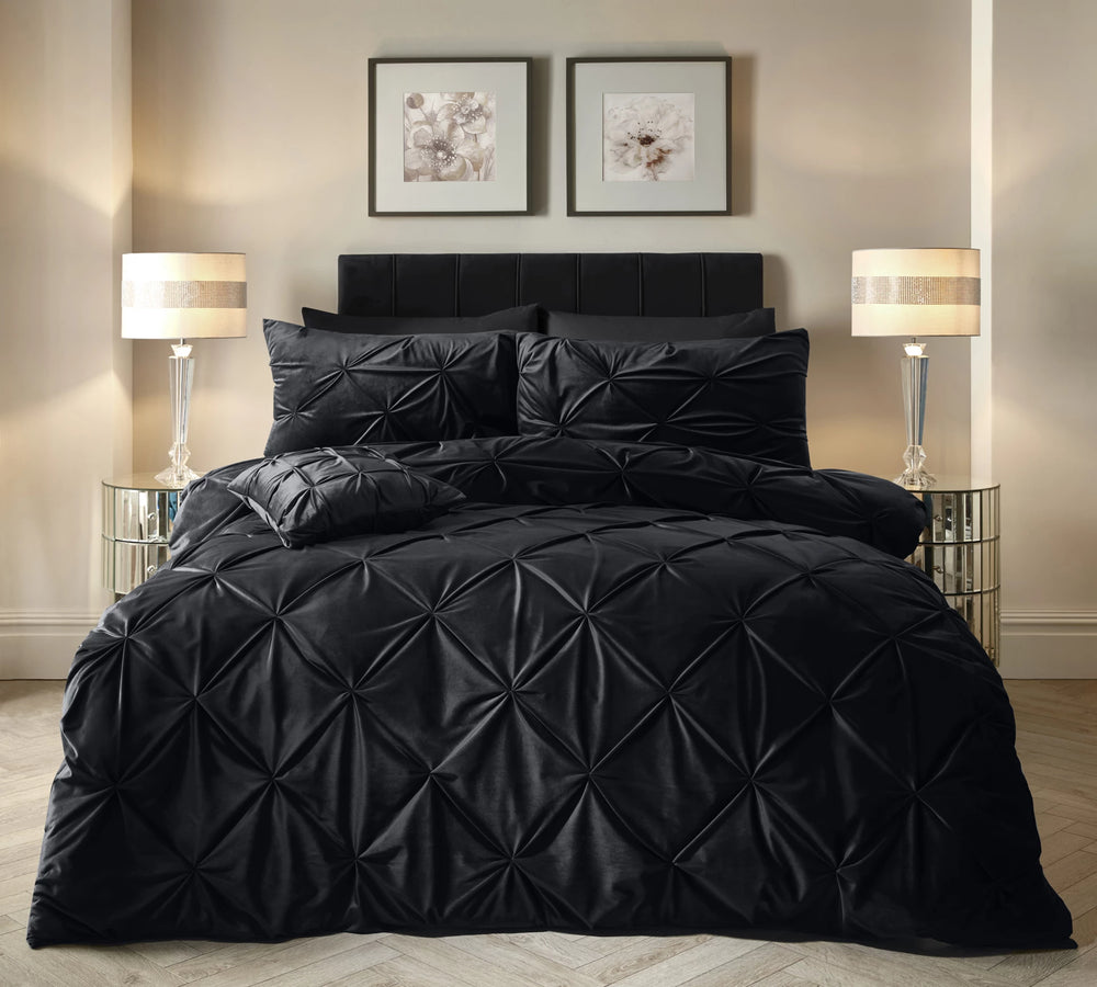 Sleetpime dekbedovertrek Pintuck - velvet - zwart