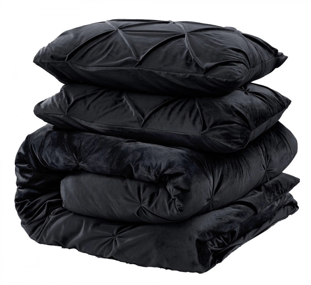 Sleeptime dekbedovertrek Pintuck - velvet - zwart