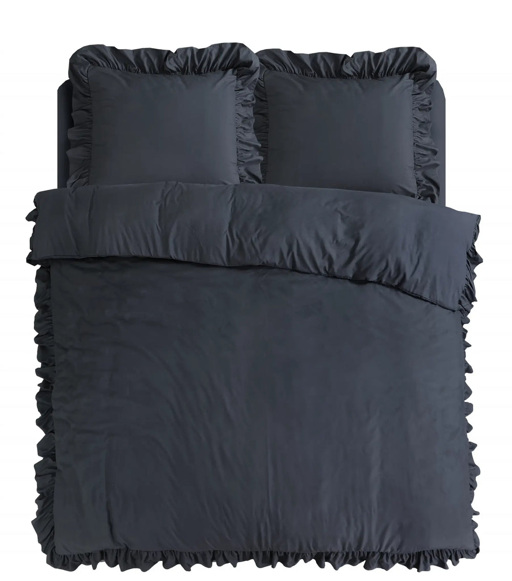 Sleeptime dekbedovertrek Ruffles - Microvezel - Antraciet