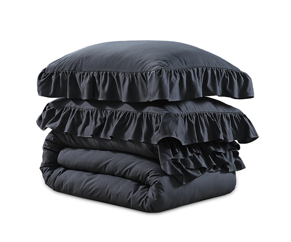 Sleeptime dekbedovertrek Ruffles - Microvezel - Antraciet