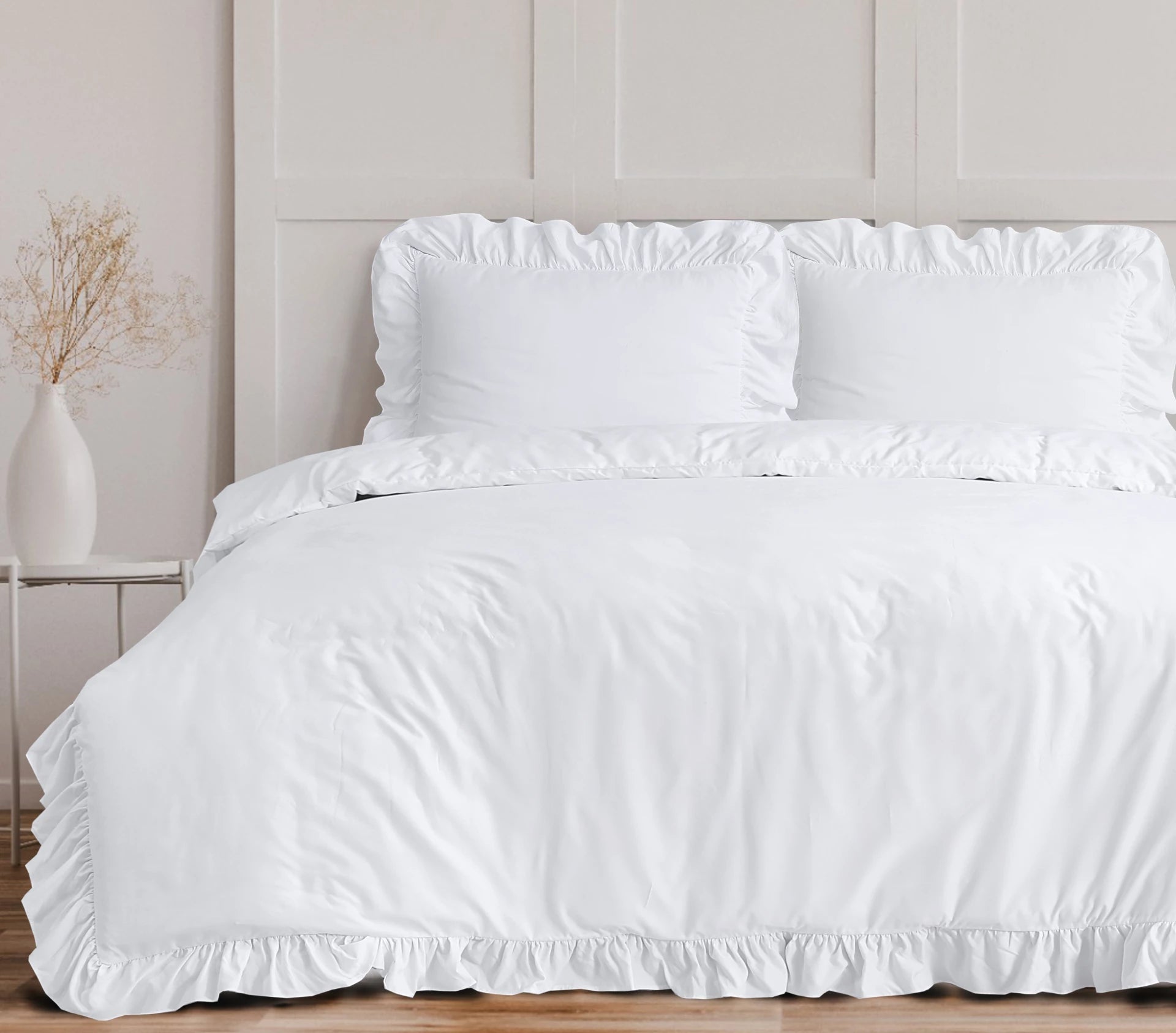 Sleeptime dekbedovertrek Ruffles - Wit - Microvezel