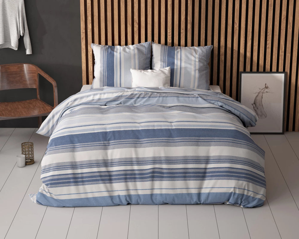 Sleeptime dekbedovertrek Stripy blauw - Polykatoen - Lits-jumeaux (240x220 + 2st 60x70cm)