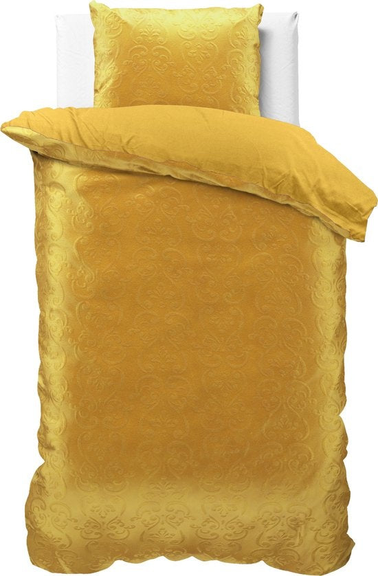 Velvet dekbedovertrek Sultan - embossed - goud - 1-persoons (140x220 + 60x70cm)