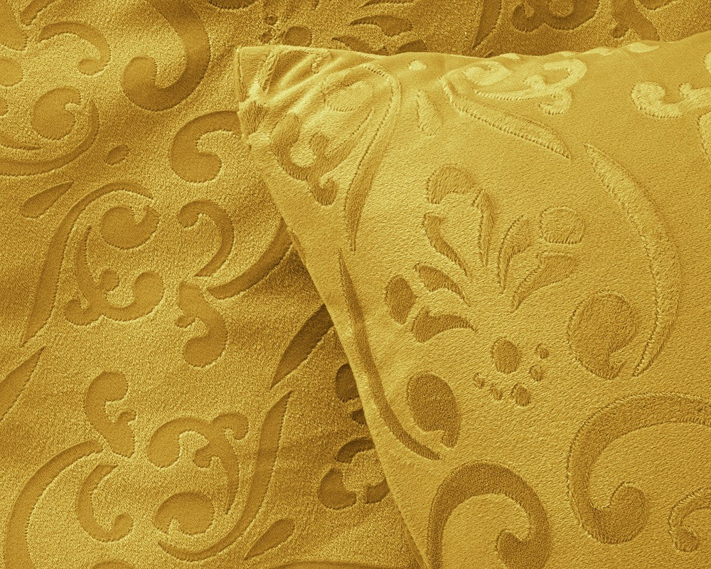 Velvet dekbedovertrek Sultan - embossed - goud - 1-persoons (140x220 + 60x70cm)
