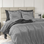 Velvet dekbedovertrek Sultan - embossed - grijs - 1-persoons (140x220 + 60x70 cm)