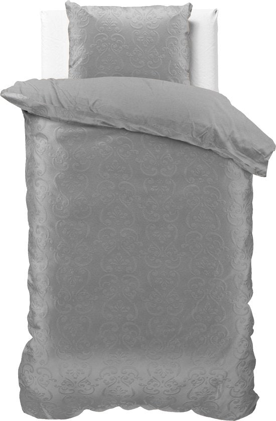 Velvet dekbedovertrek Sultan - embossed - grijs - 1-persoons (140x220 + 60x70 cm)