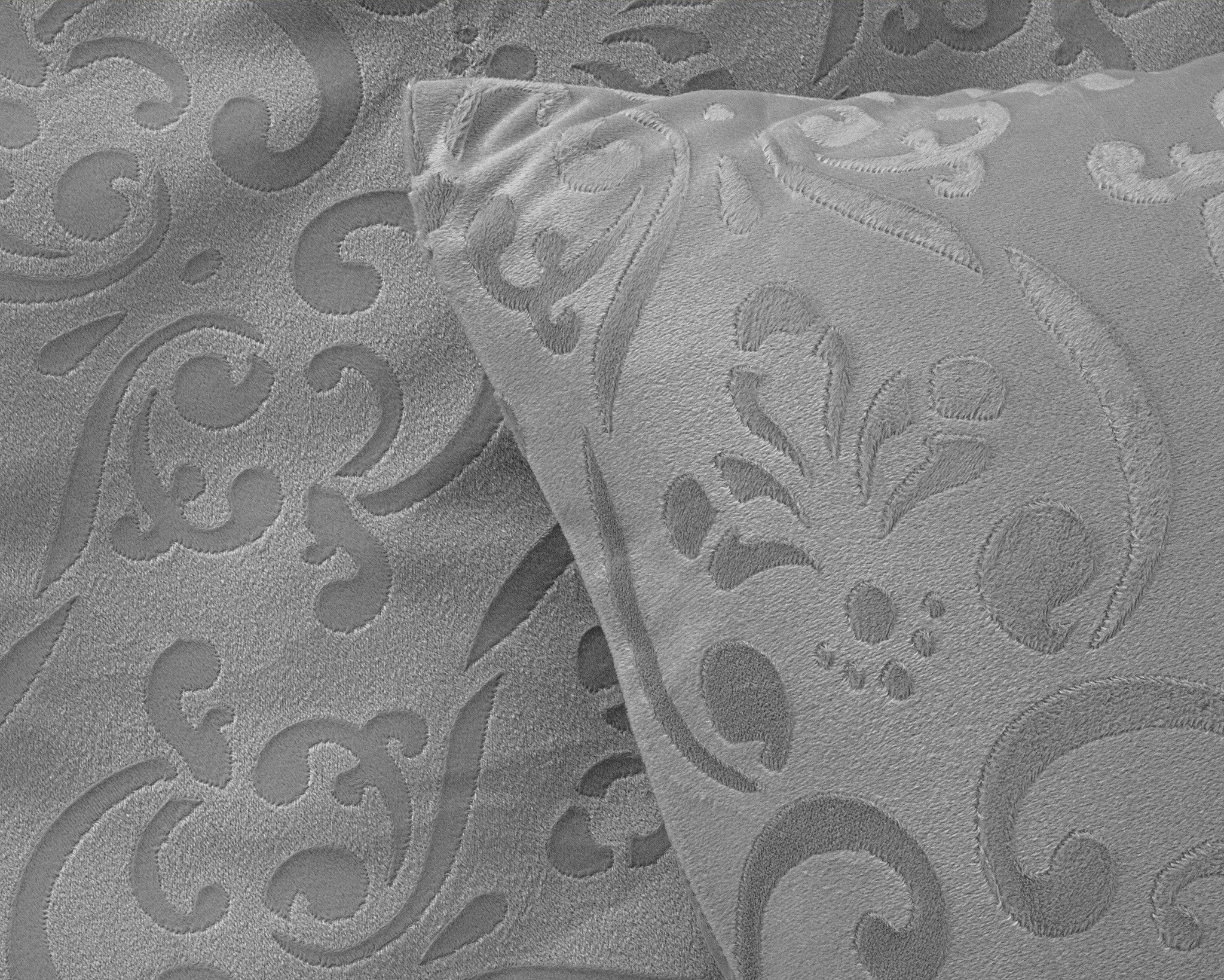 Velvet dekbedovertrek Sultan - embossed - grijs - 1-persoons (140x220 + 60x70 cm)