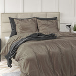 Velvet dekbedovertrek Sultan - embossed - taupe - 1-persoons (140x220 + 60x70cm)