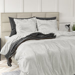 Velvet dekbedovertrek Sultan - embossed - wit - 1-persoons (140x220 + 60x70 cm)