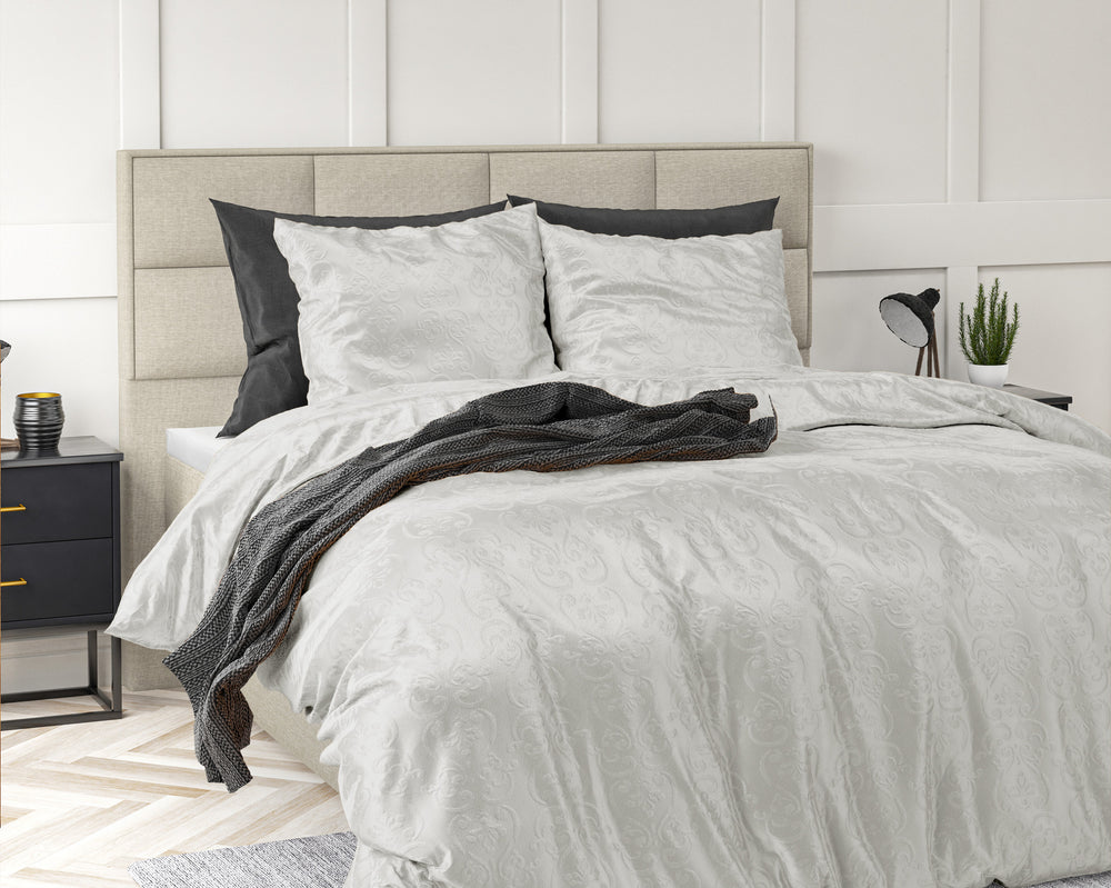 Velvet dekbedovertrek Sultan - embossed - wit - 1-persoons (140x220 + 60x70 cm)