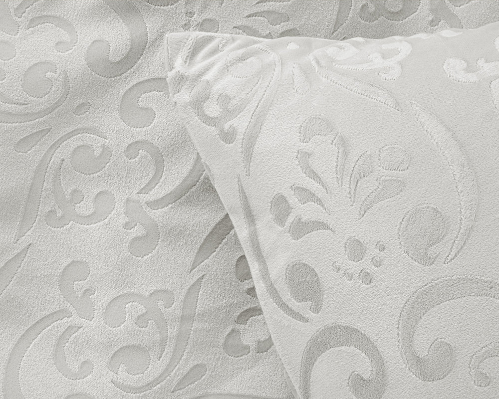 Velvet dekbedovertrek Sultan - embossed - wit - 1-persoons (140x220 + 60x70 cm)