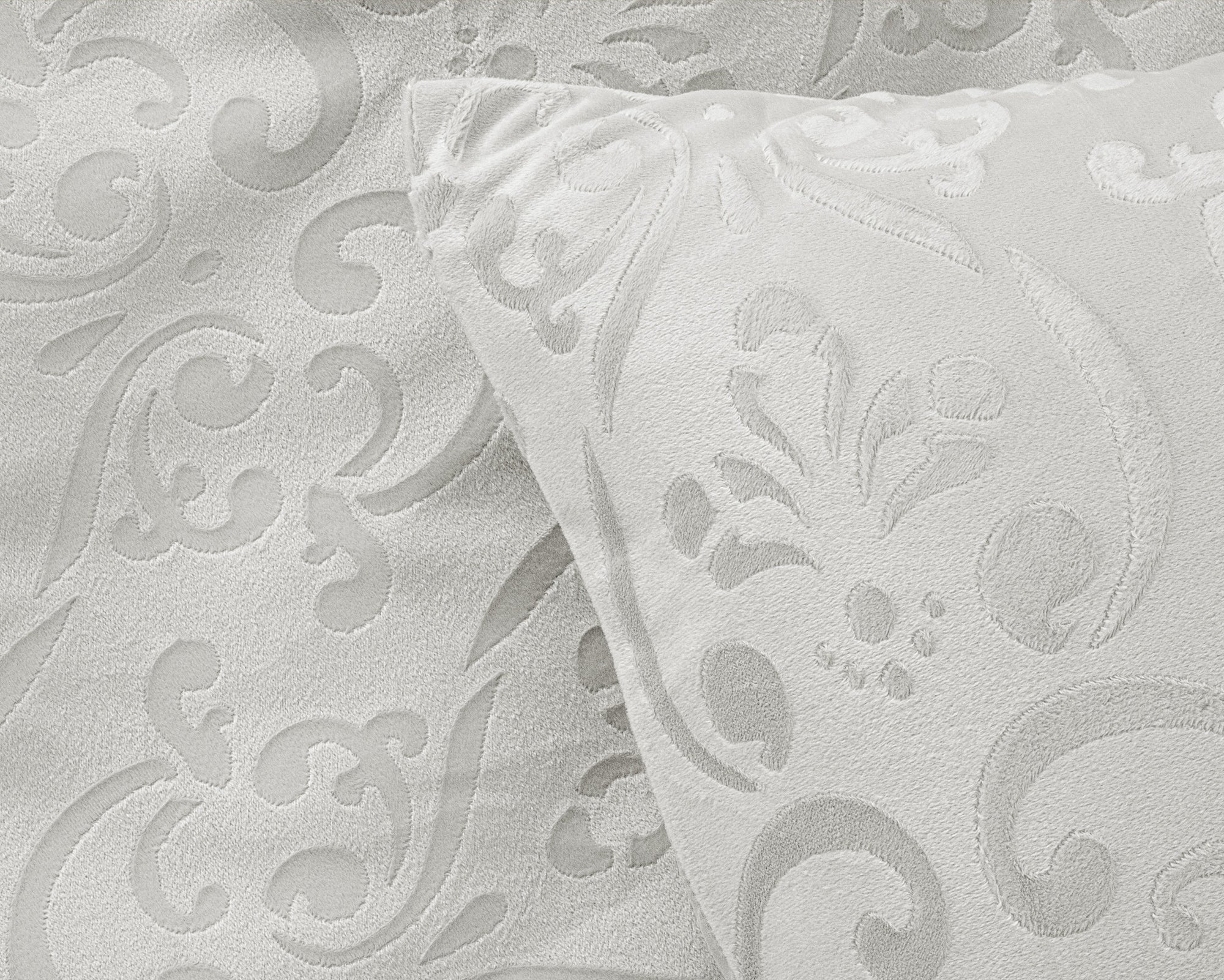 Velvet dekbedovertrek Sultan - embossed - wit - 1-persoons (140x220 + 60x70 cm)