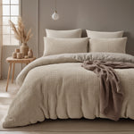 Teddy dekbedovertrek onderkant microvezel Check - Taupe