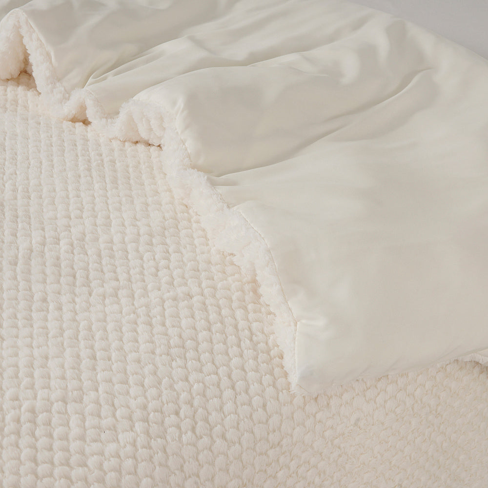Teddy dekbedovertrek onderkant microvezel Fur - crème
