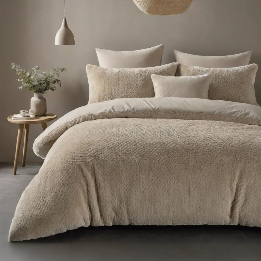 Dekbedovertrek Teddy Fur onderkant microvezel - taupe