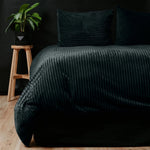 Teddy dekbedovertrek Rib fleece - antraciet - onderkant microvezel