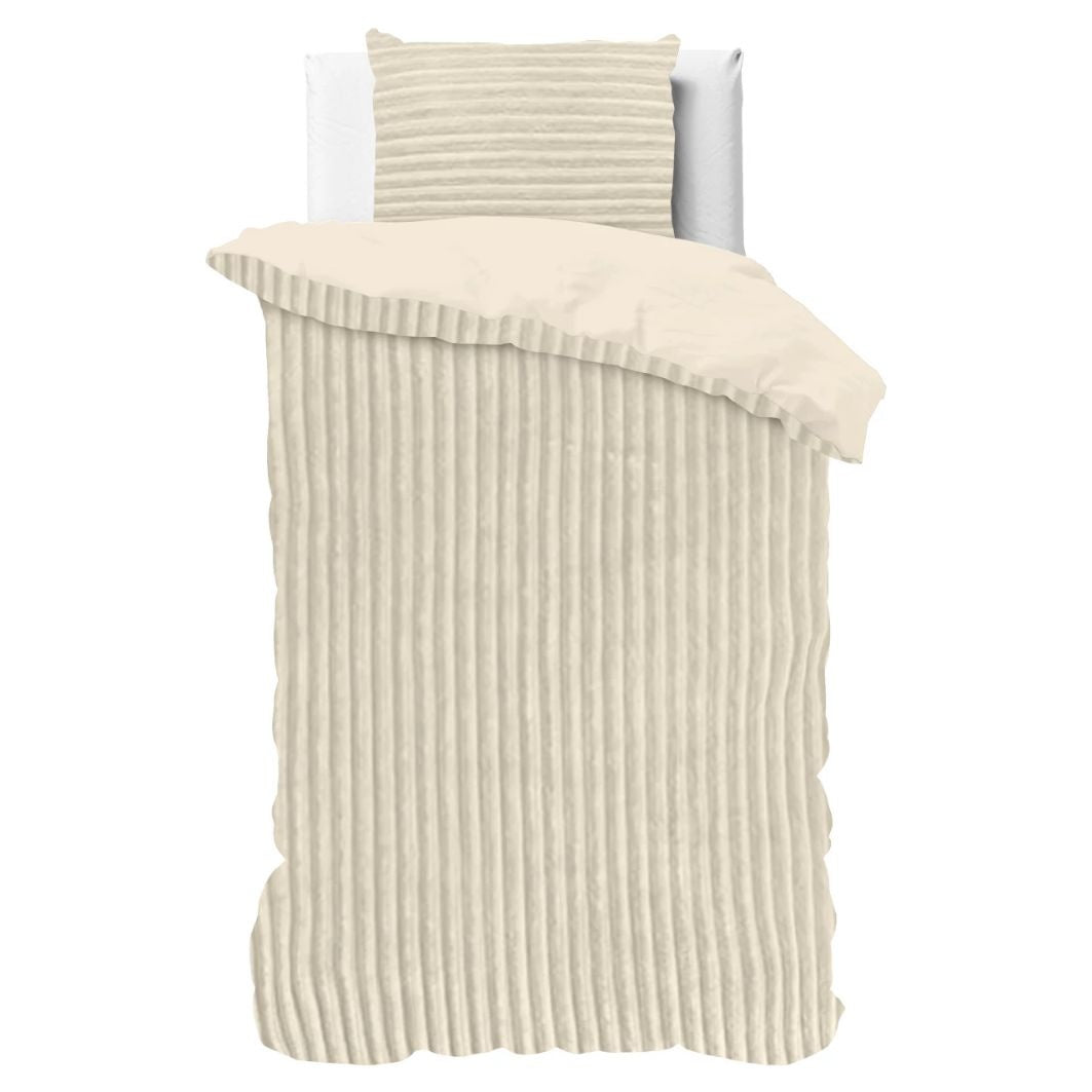 Teddy dekbedovertrek Rib fleece onderkant microvezel - crème
