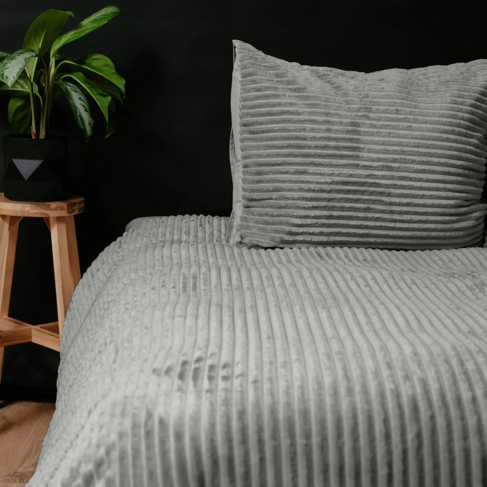 Teddy dekbedovertrek Rib fleece onderkant microvezel - grijs