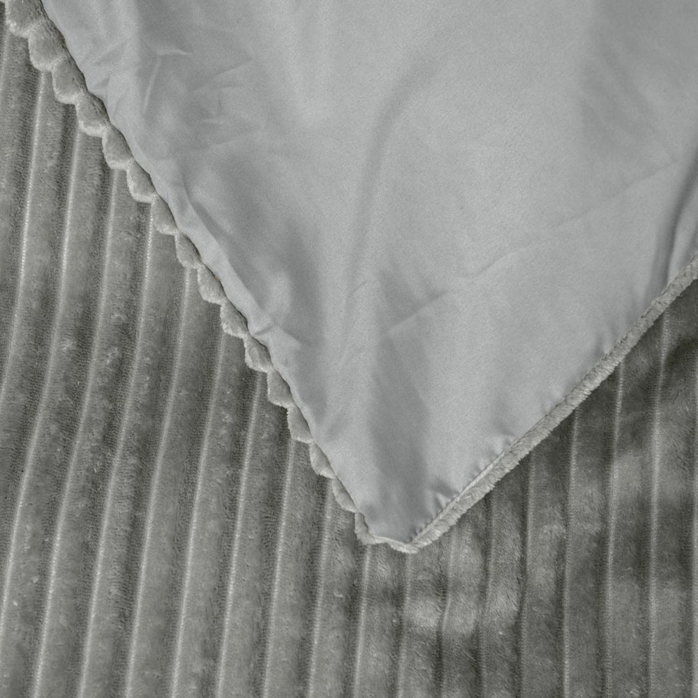 Teddy dekbedovertrek Rib fleece onderkant microvezel - grijs