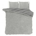 Teddy dekbedovertrek rib fleece - grijs - onderkant microvezel