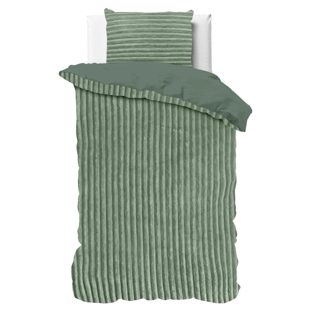 Teddy dekbedovertrek onderkant microvezel - Rib fleece - groen