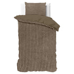 Teddy dekbedovertrek Rib fleece onderkant microvezel - taupe