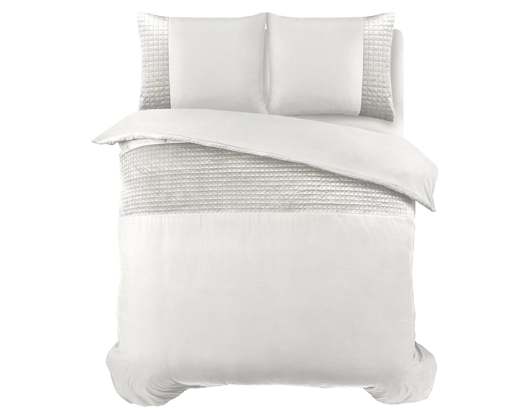 Sleeptime dekbedovertrek velvet band - wit - microvezel