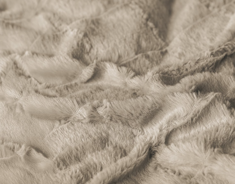 Faux fur dekbedovertrek onderkant microvezel Check - Beige