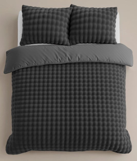 Fleece dekbedovertrek Pom Pom - antraciet
