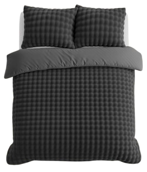 Fleece dekbedovertrek Pom Pom - antraciet