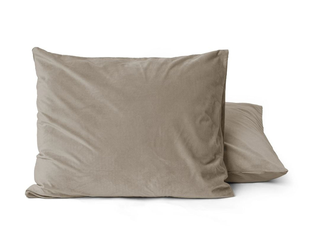 Taupe kussenslopen - velvet (Per 2 st)