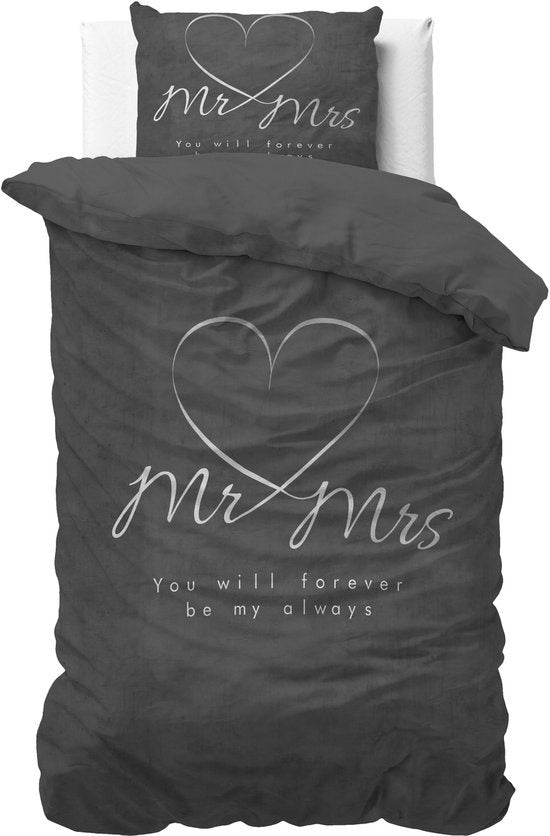 Sleeptime dekbedovertrek Mr & Mrs Heart - microvezel - 1-persoons