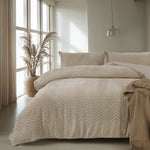 Teddy dekbedovertrek onderkant microvezel - Chevron - Taupe