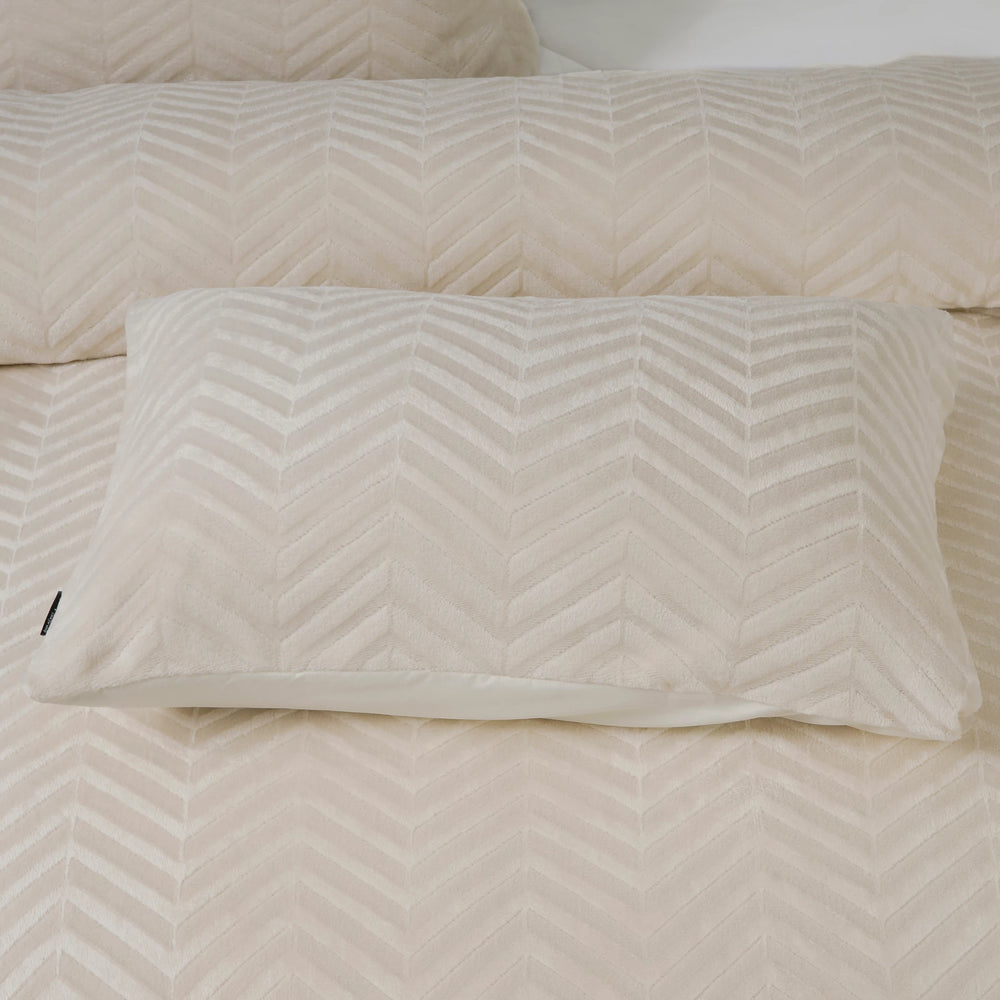 Teddy dekbedovertrek onderkant microvezel - Chevron - crème -  1-persoons