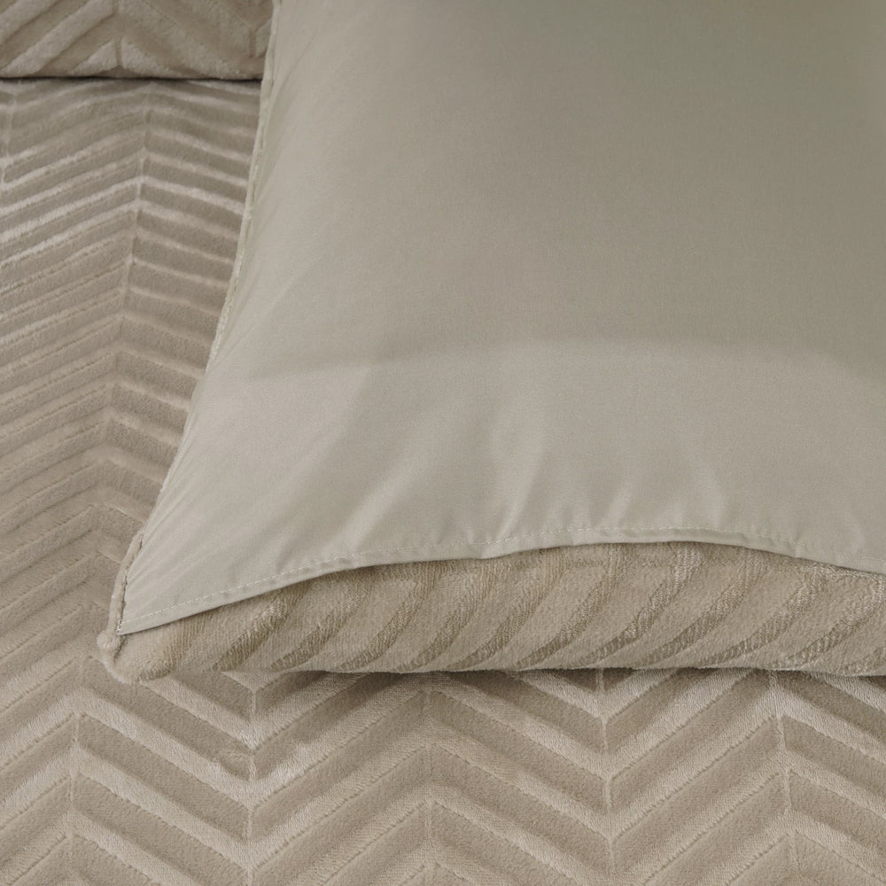 Teddy dekbedovertrek onderkant microvezel - Chevron - Taupe