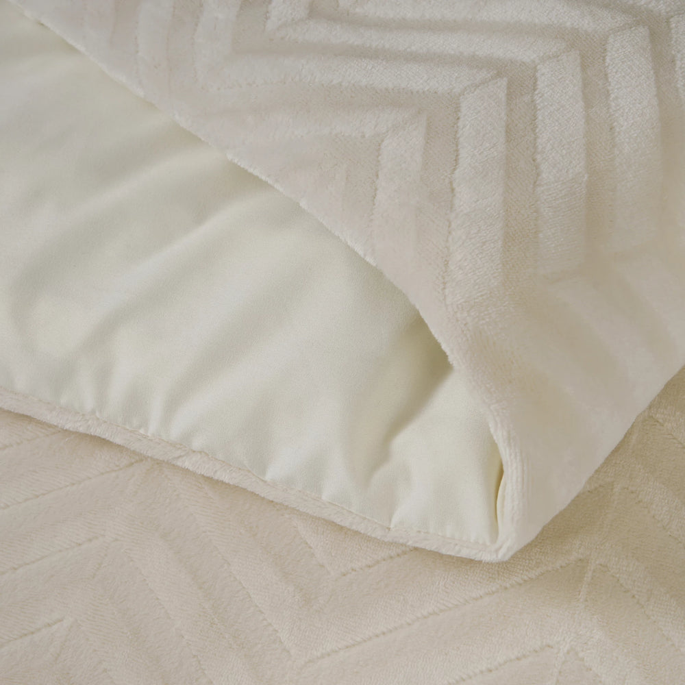 Teddy dekbedovertrek onderkant microvezel - Chevron - crème -  1-persoons