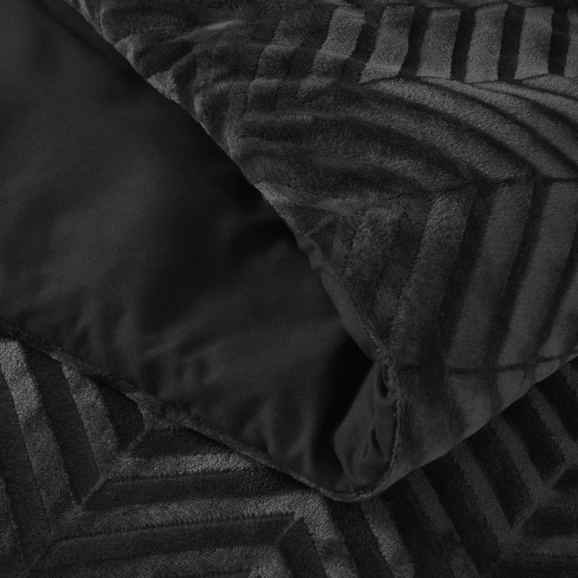 Teddy dekbedovertrek onderkant microvezel - Chevron - Antraciet