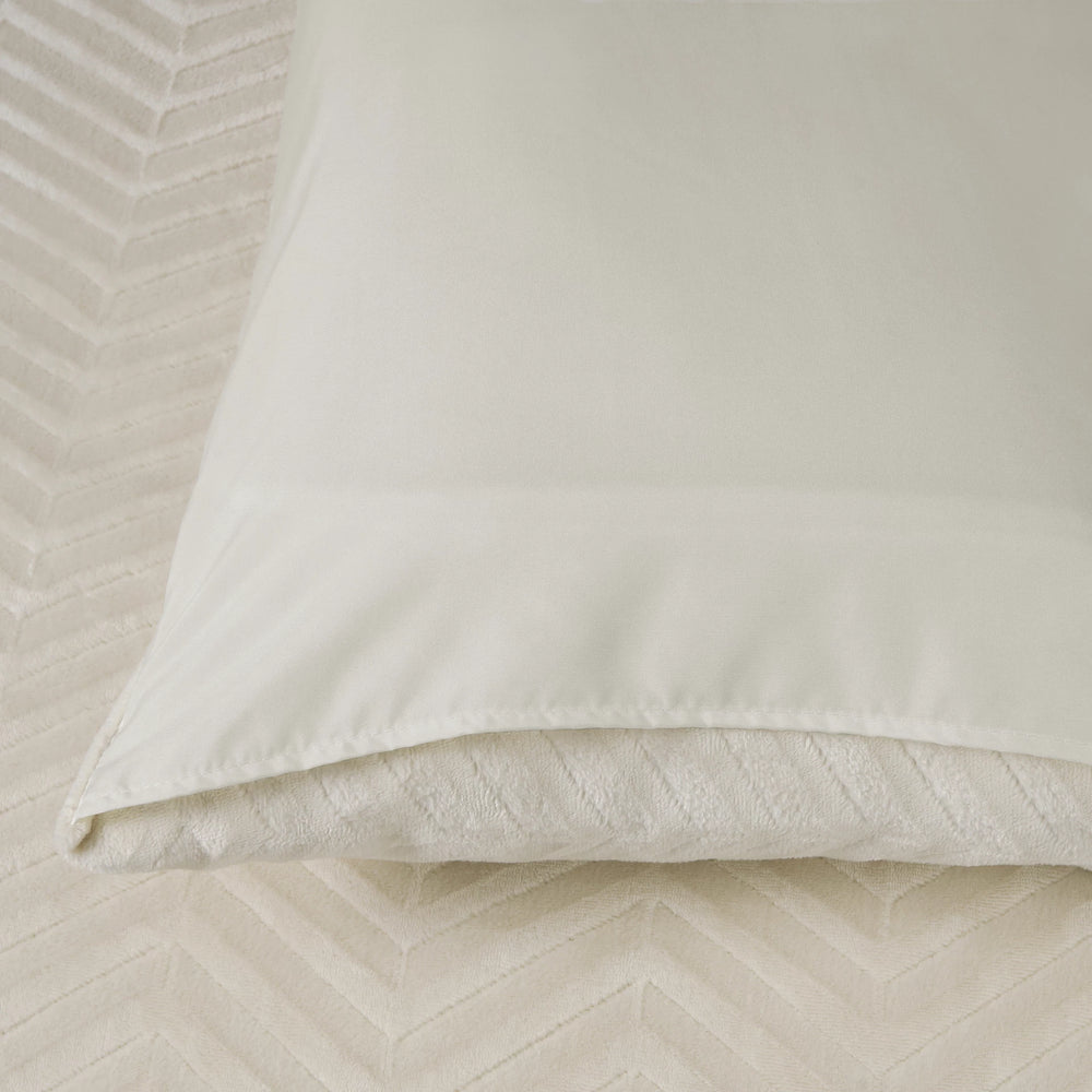Teddy dekbedovertrek onderkant microvezel - Chevron - crème -  1-persoons