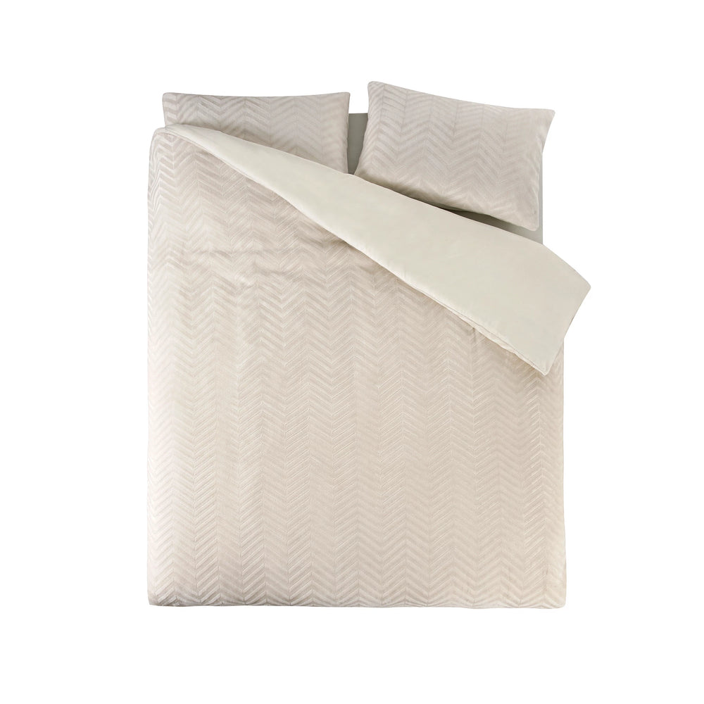 Teddy dekbedovertrek onderkant microvezel - Chevron - crème -  1-persoons