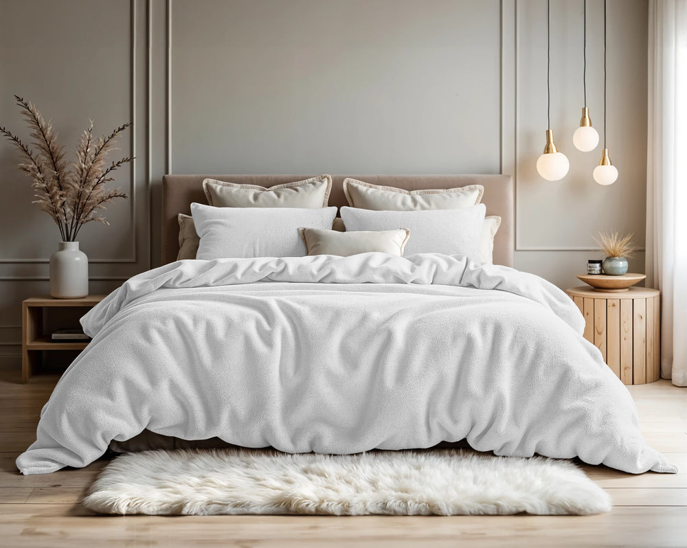 Teddy dekbedovertrek onderkant katoen - wit - Lits-jumeaux (240x220 + 2 st 60x70cm)