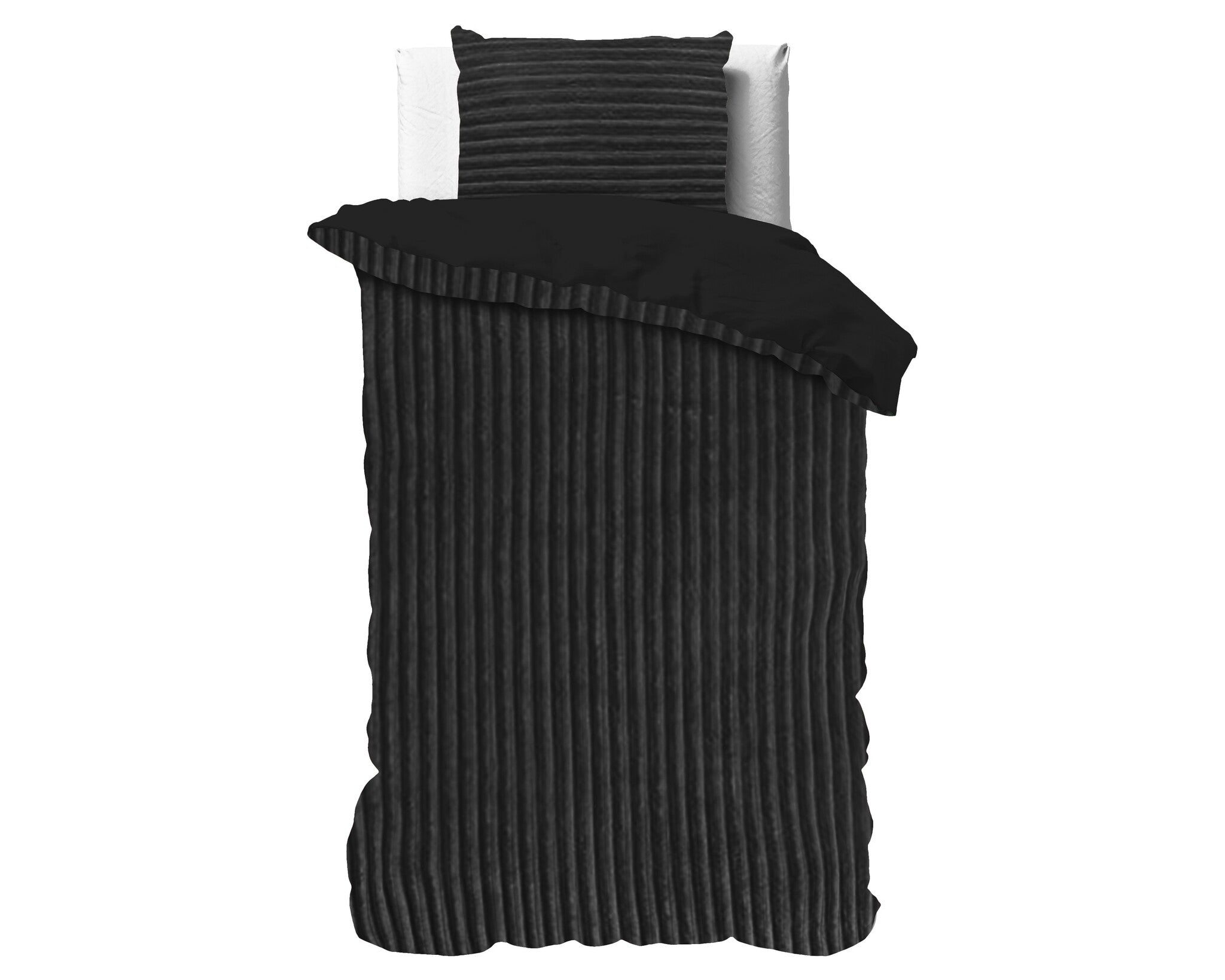 Teddy Dekbedovertrek Rib Fleece onderkant microvezel - Zwart