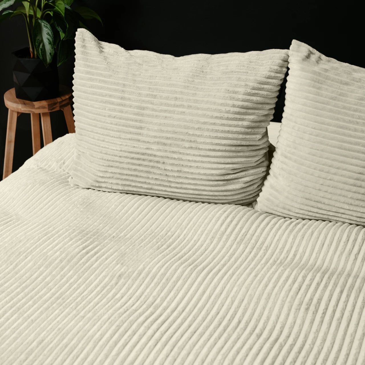 Teddy dekbedovertrek Rib fleece onderkant microvezel - crème