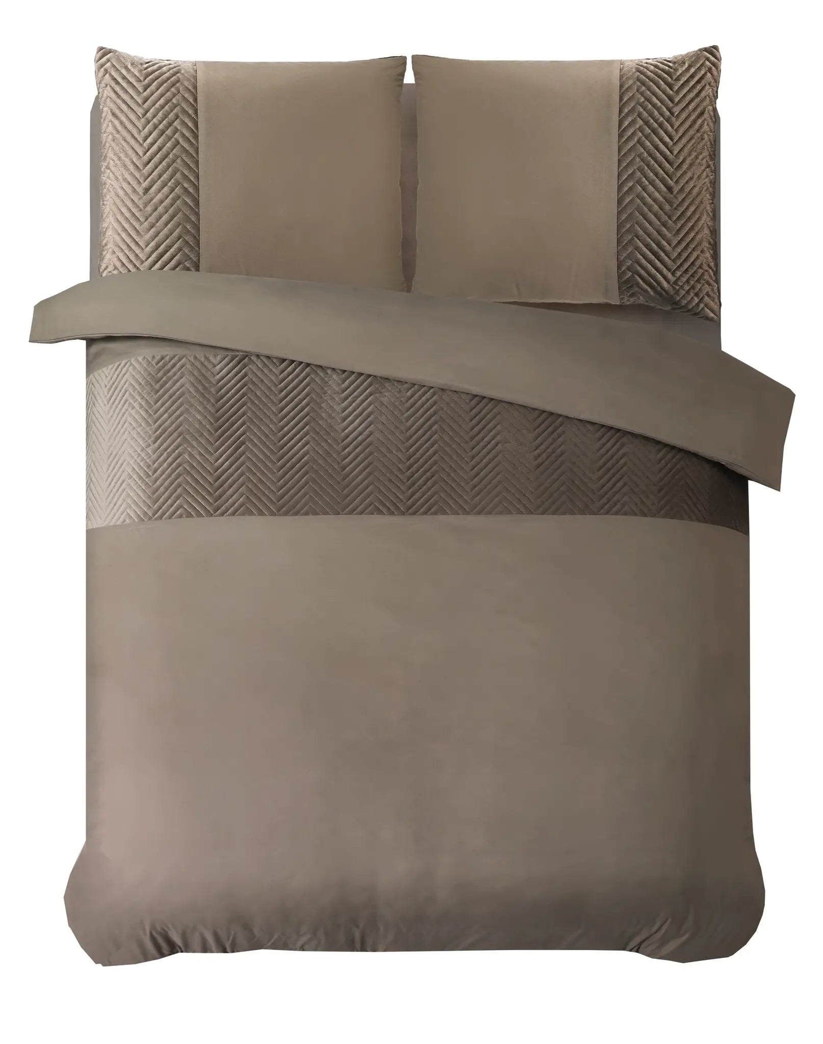 Sleeptime dekbedovertrek Crossline Velvet - Taupe - microvezel