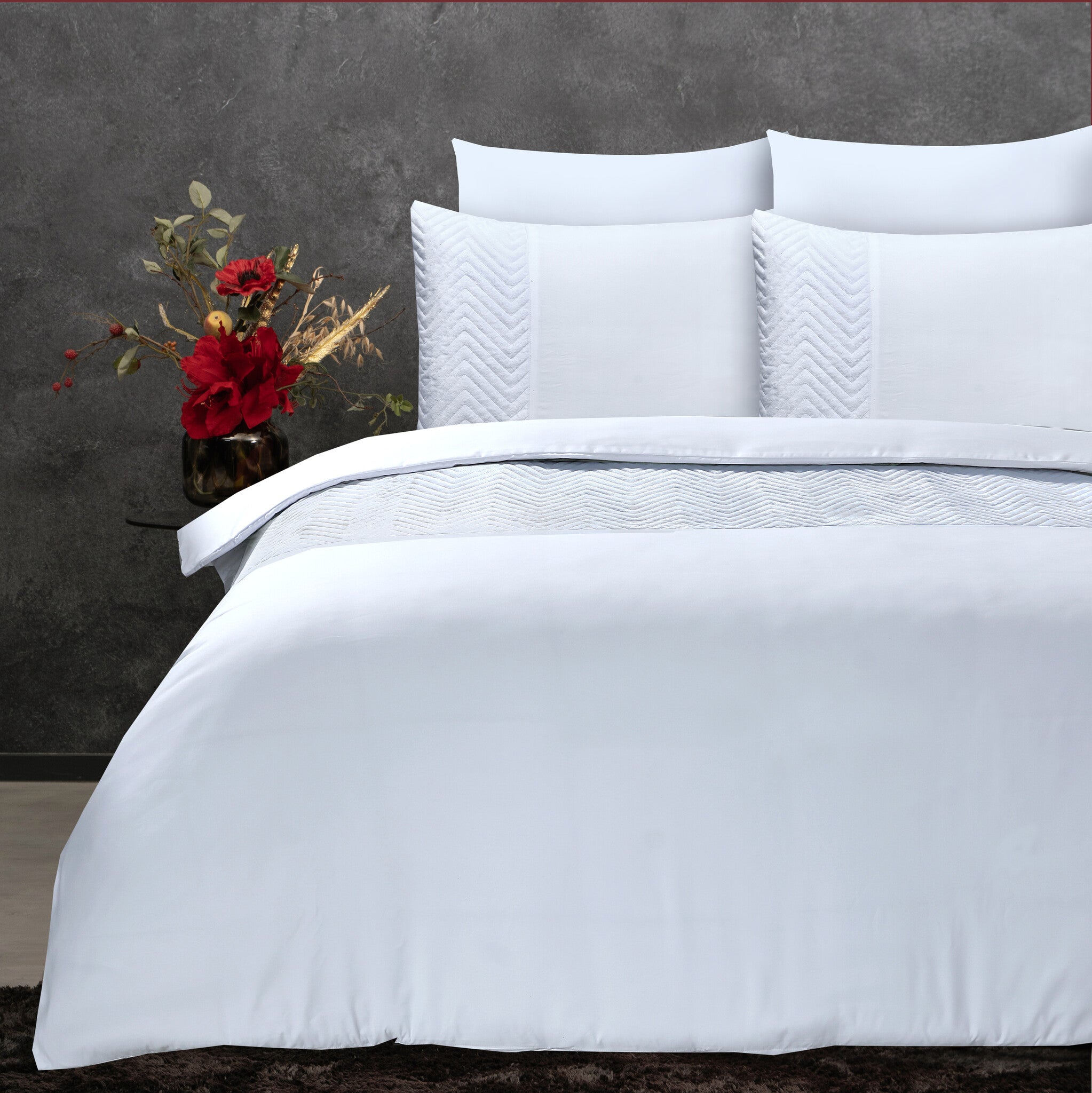 Sleeptime dekbedovertrek Crossline velvet - wit - microvezel