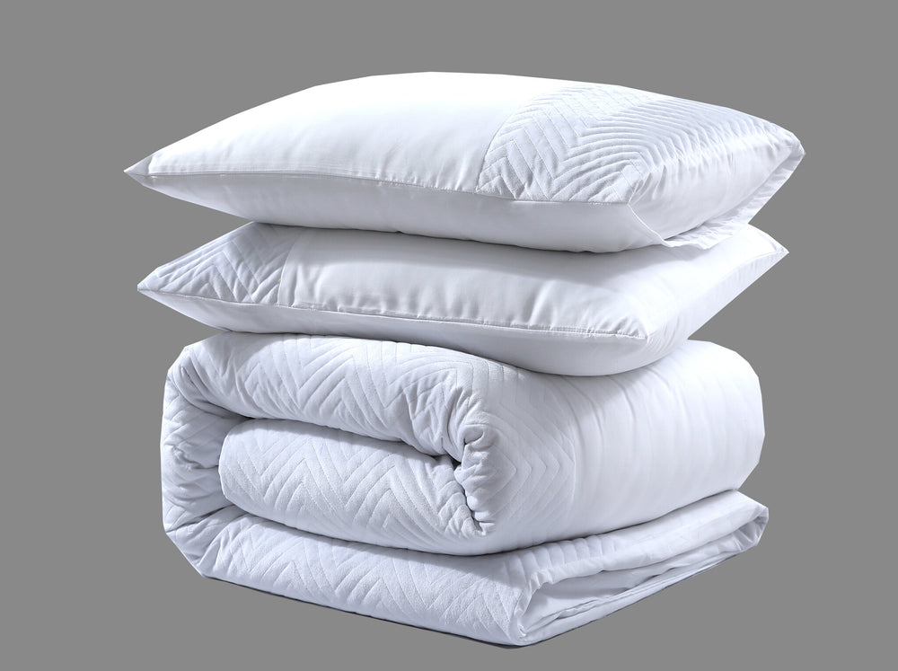 Sleeptime dekbedovertrek Crossline velvet - wit - microvezel