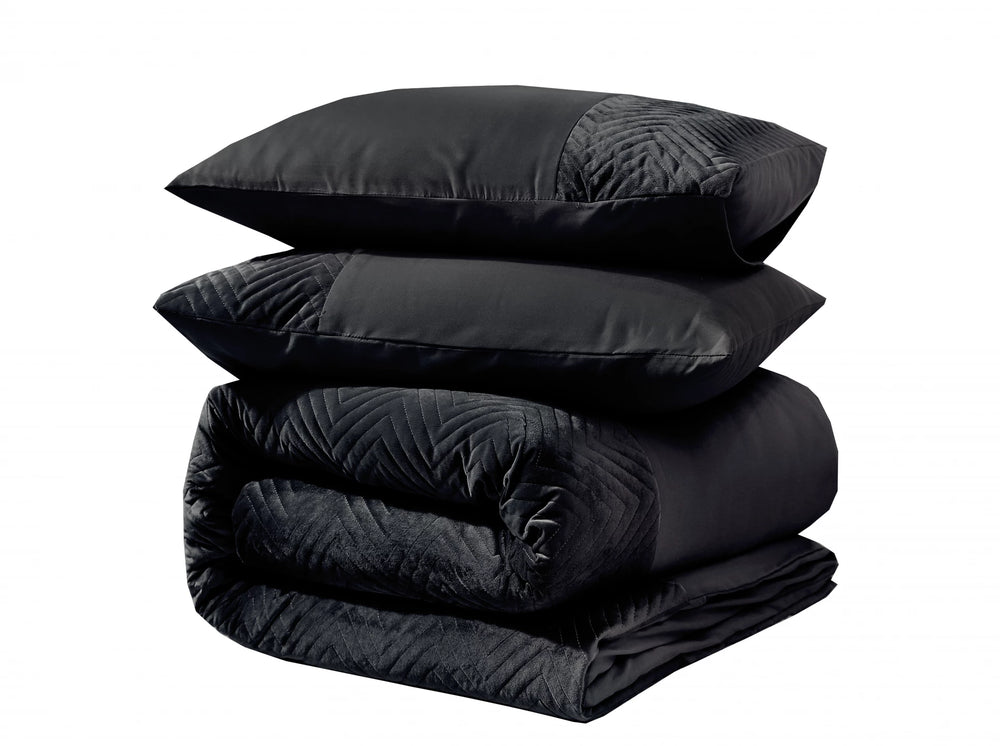 Sleeptime dekbedovertrek Crossline Velvet - zwart - microvezel