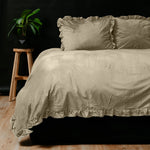 Velvet dekbedovertrek ruffles - Iced Coffee